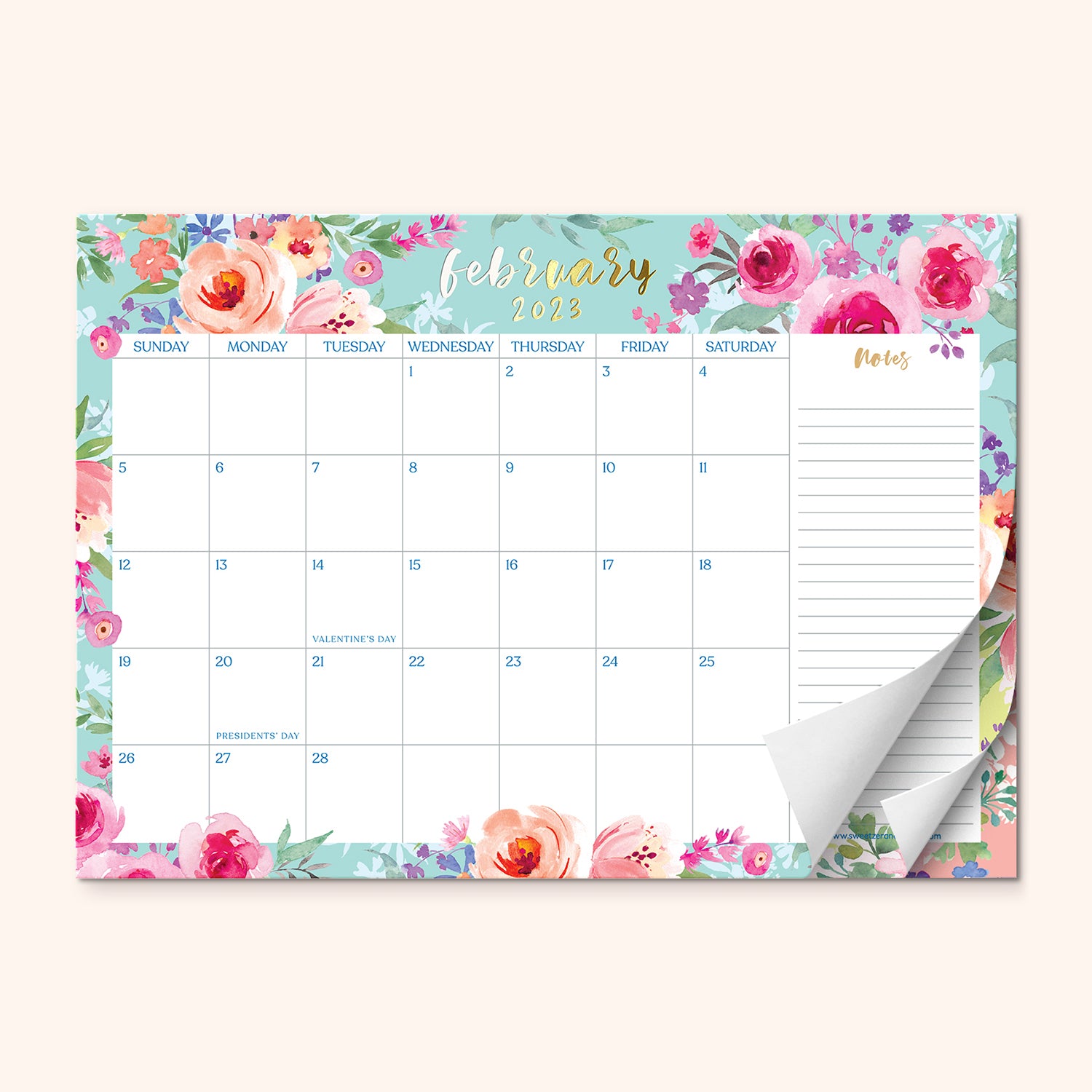 2023-2024 Floral Watercolor Desk Calendar
