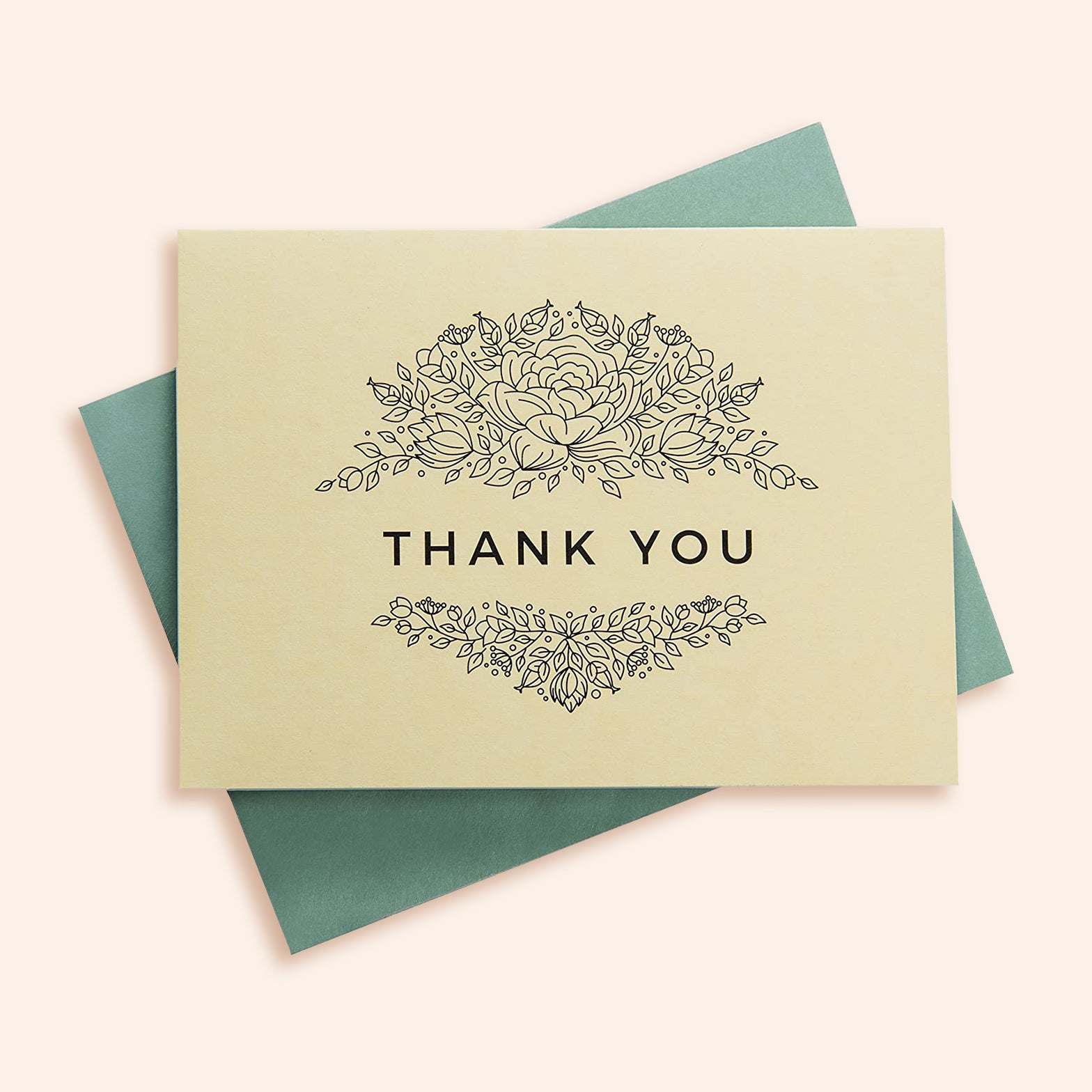 Cream Floral Thank You Cards | Set of 48