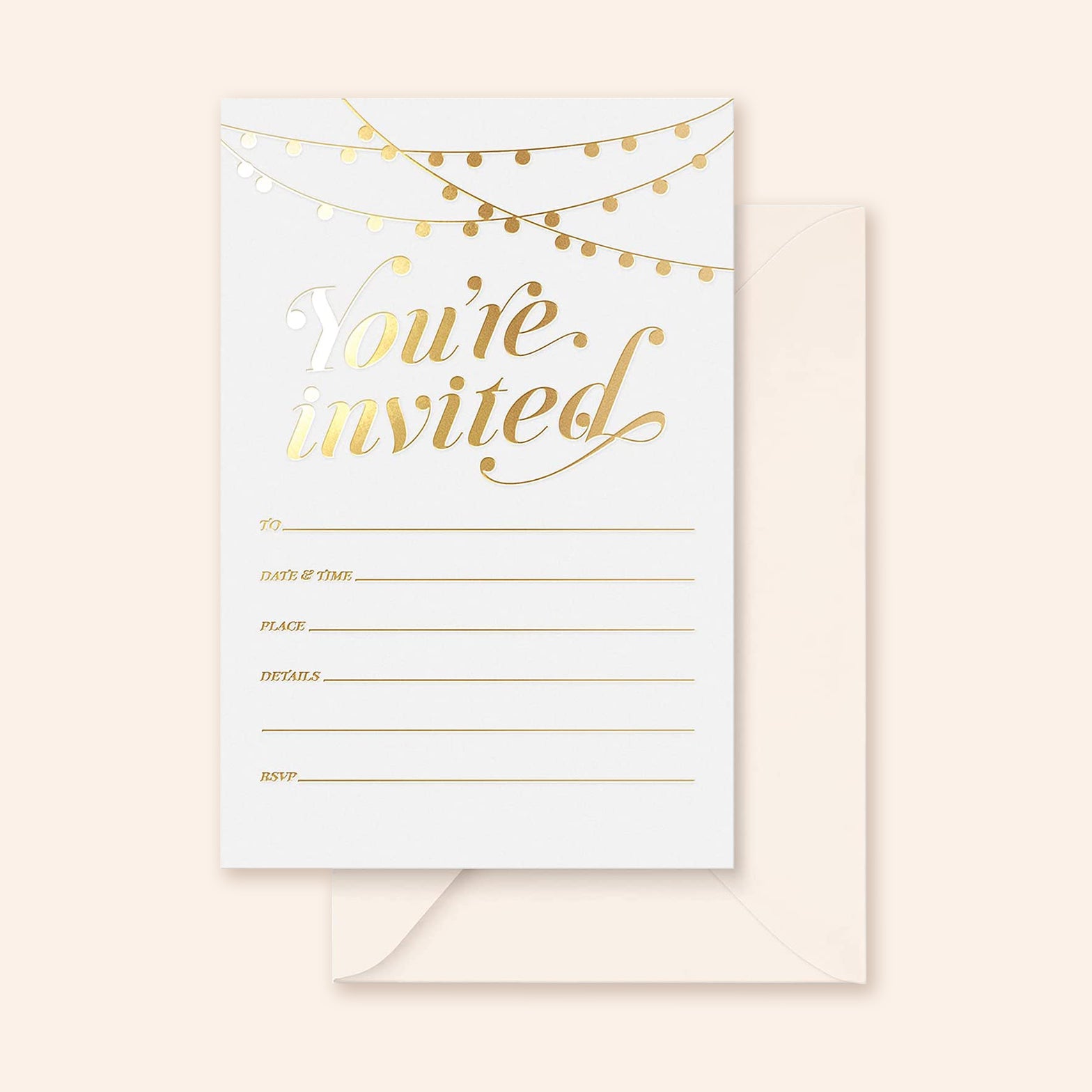 Gold Foil Party Invitation Cards | Set of 25
