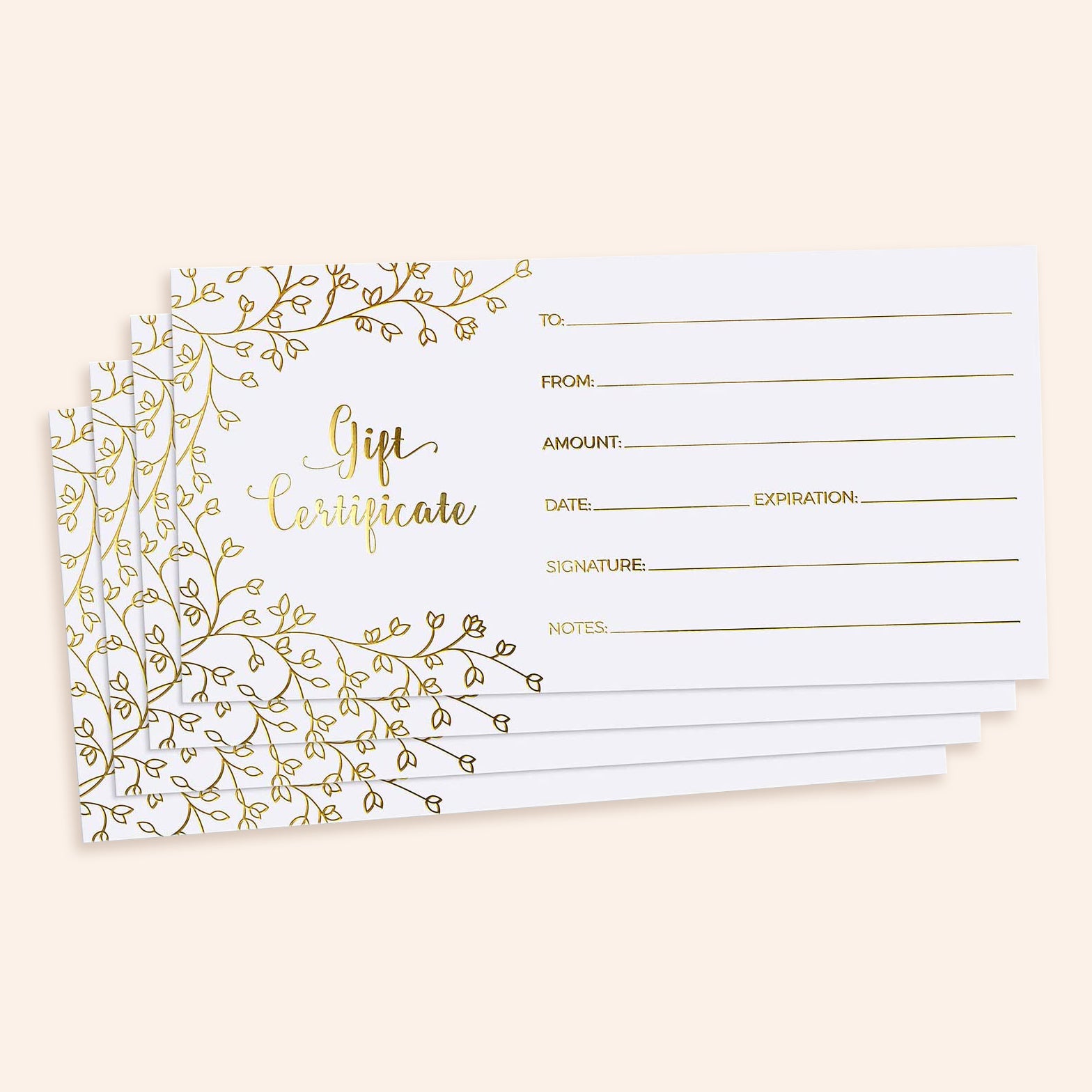 Gold Foil Gift Certificate Cards
