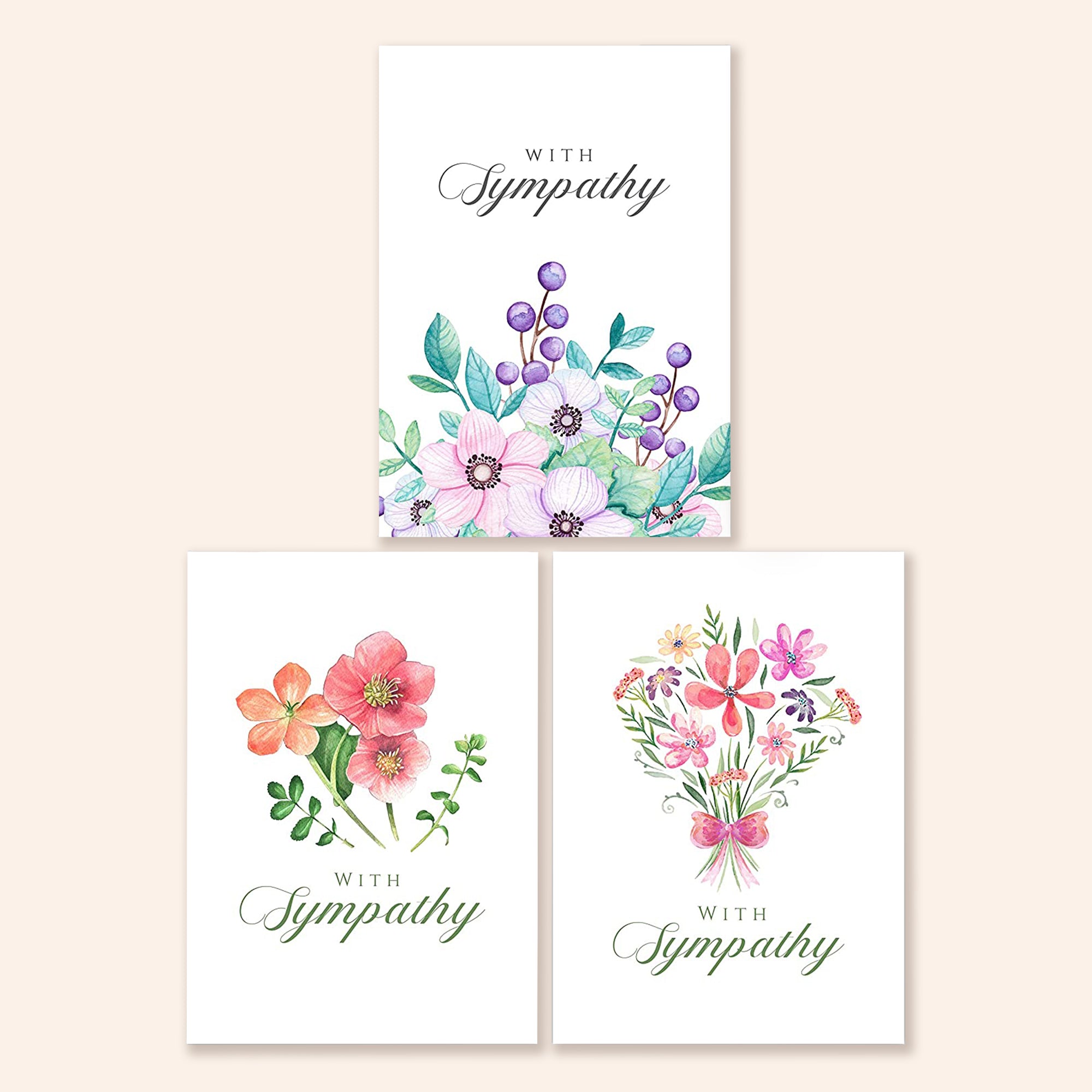 Three Designs Sympathy Card Set | Set of 12