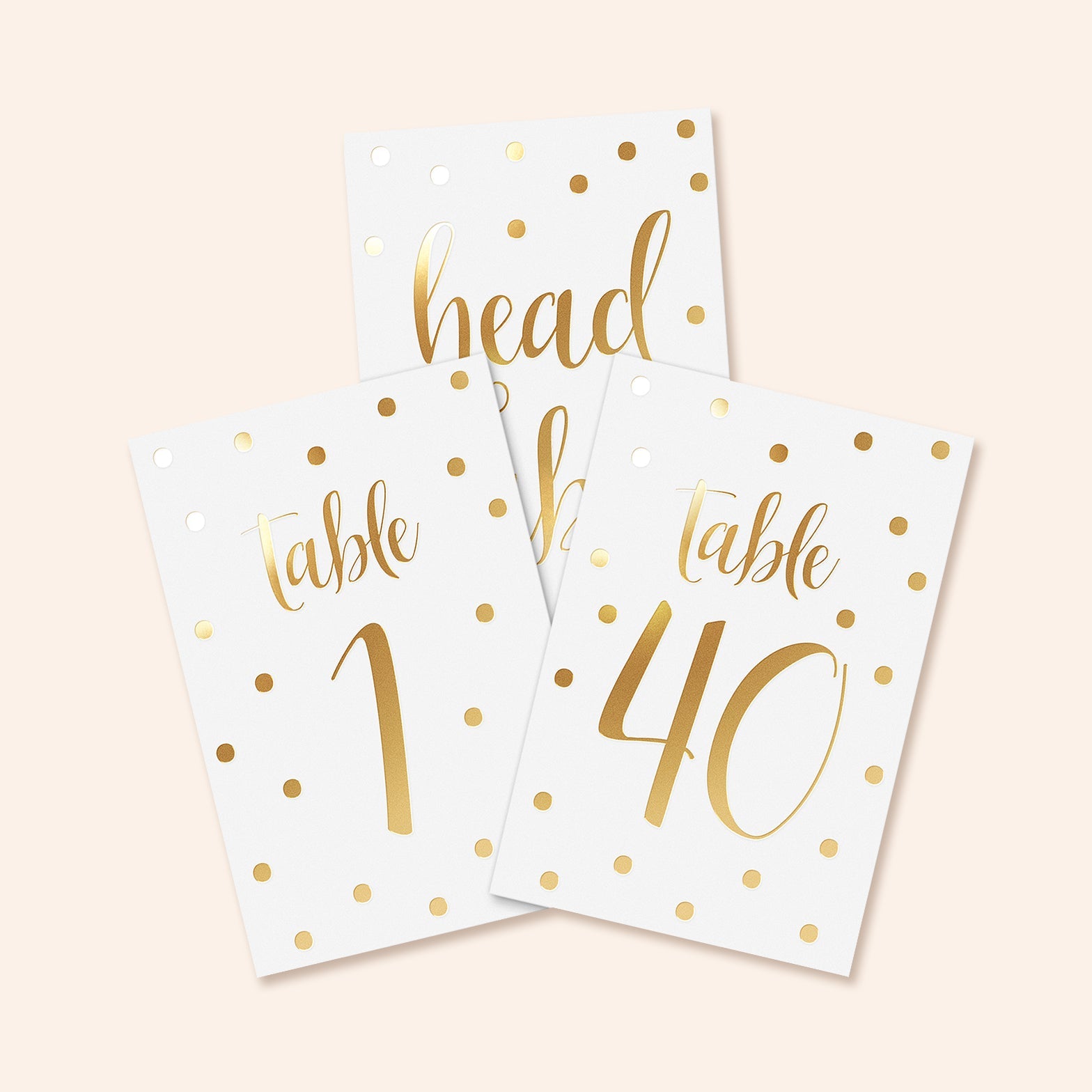 Gold Foil Polka Dot Table Number Cards | Set of 40
