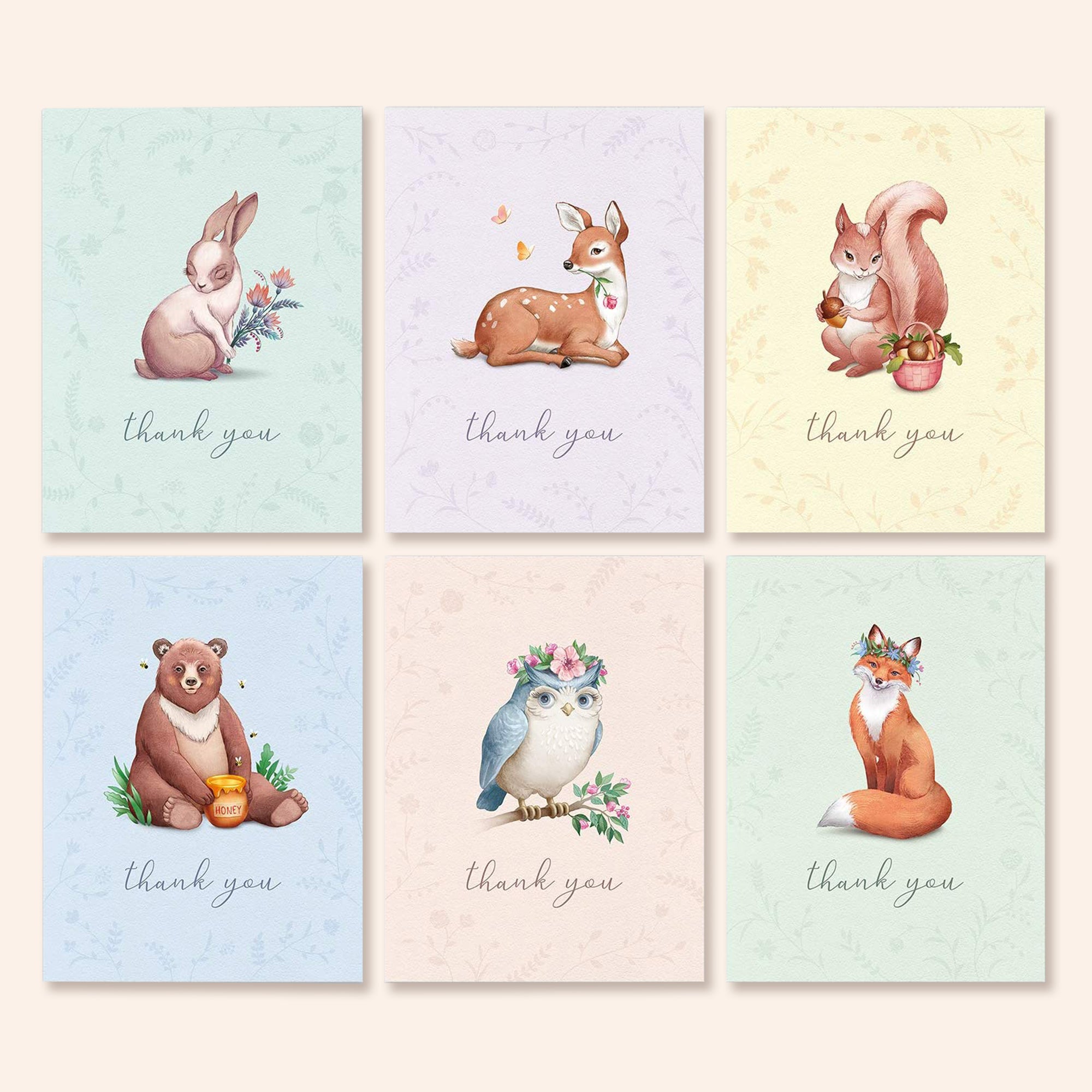 Animal Thank You Cards | Set of 48