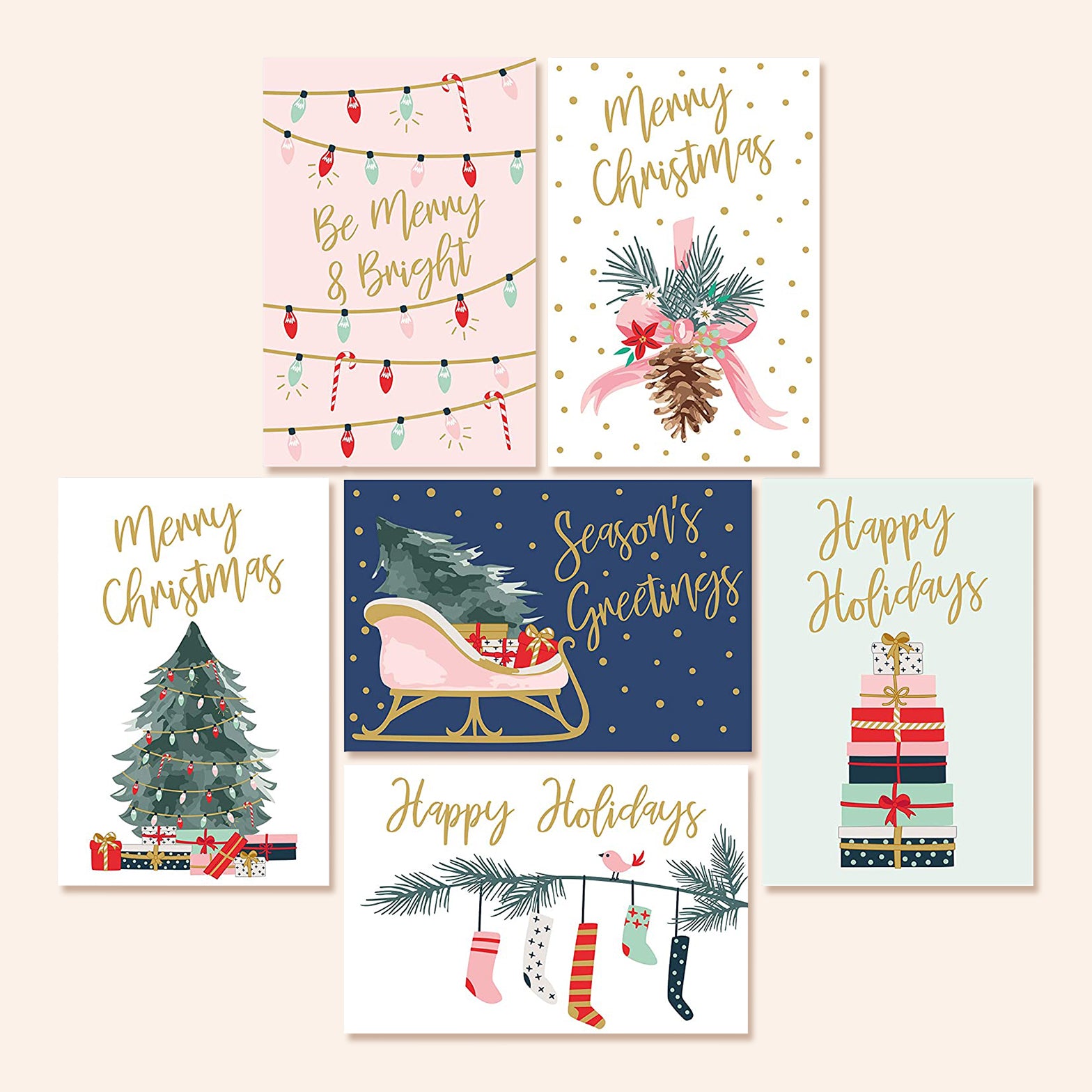 Gold Foil Christmas Cards | Set of 24