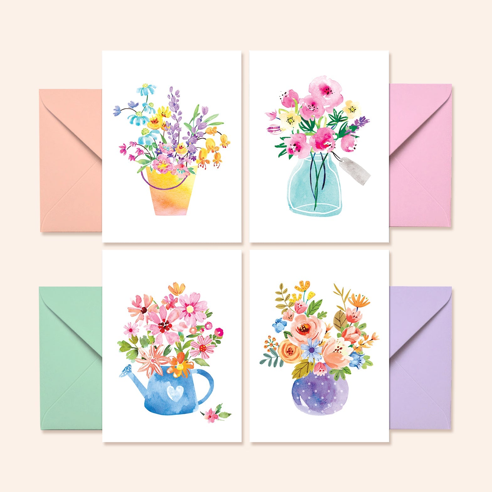 Watercolor Floral Notecards | Set of 48
