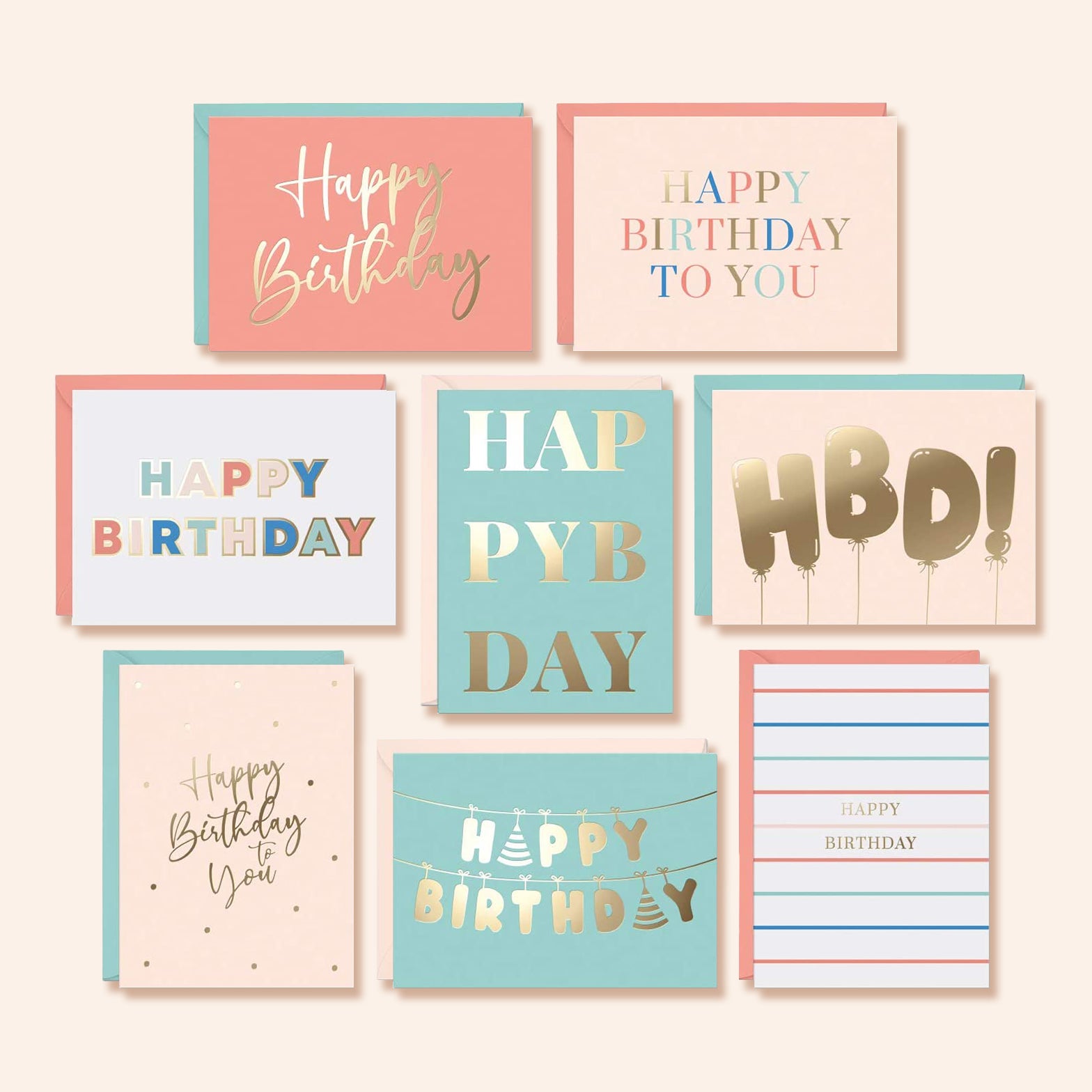 Text Birthday Cards | Set of 24