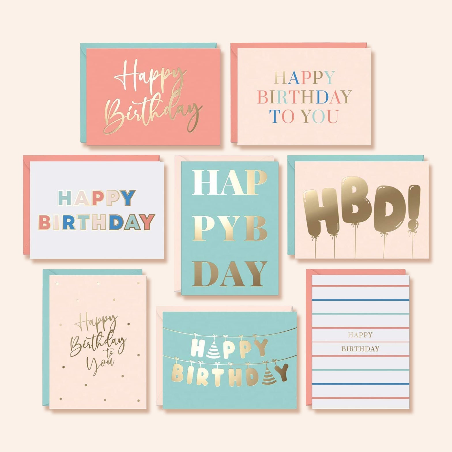 Text Birthday Cards | Set of 48