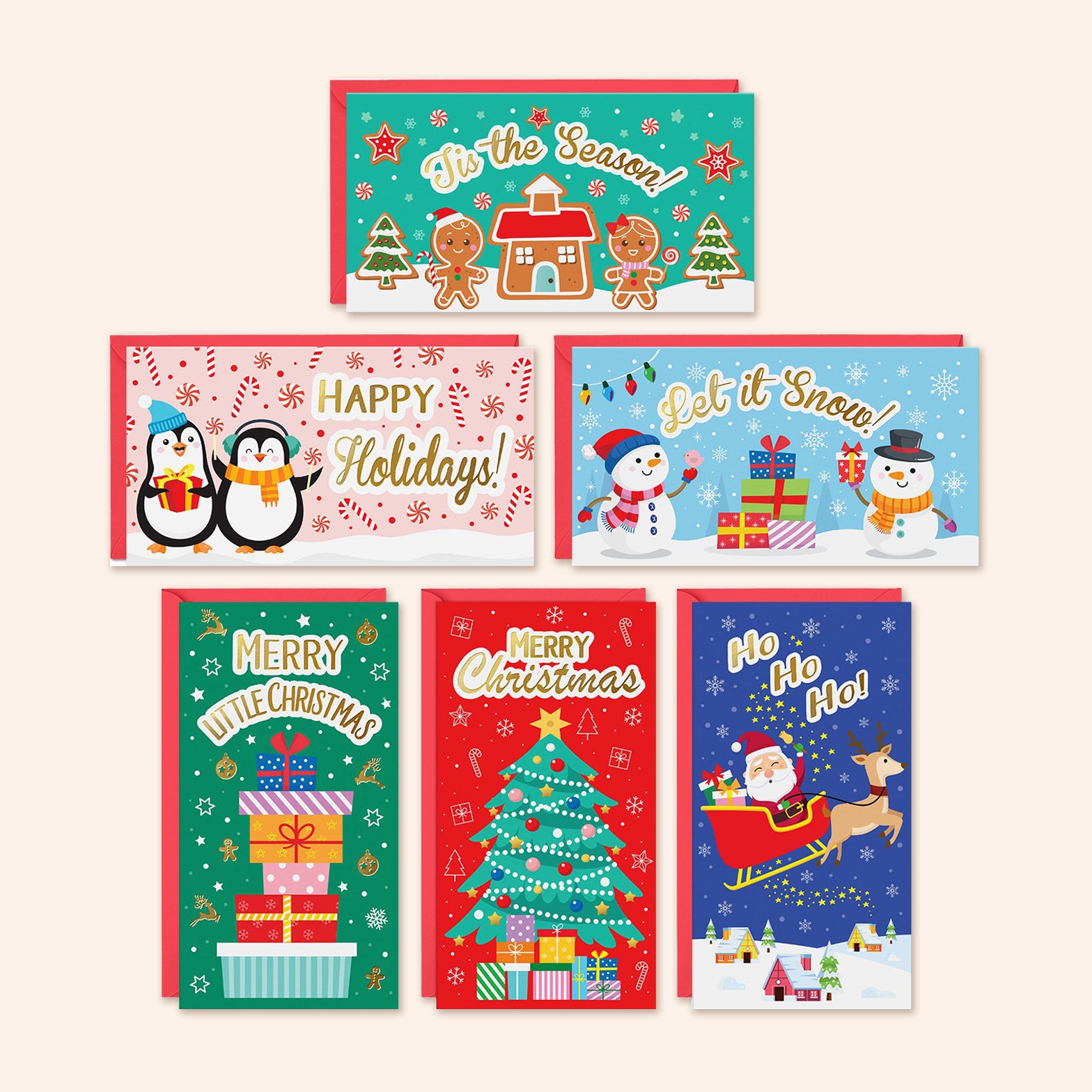 Kids Christmas Cash Holder Cards | Set of 24