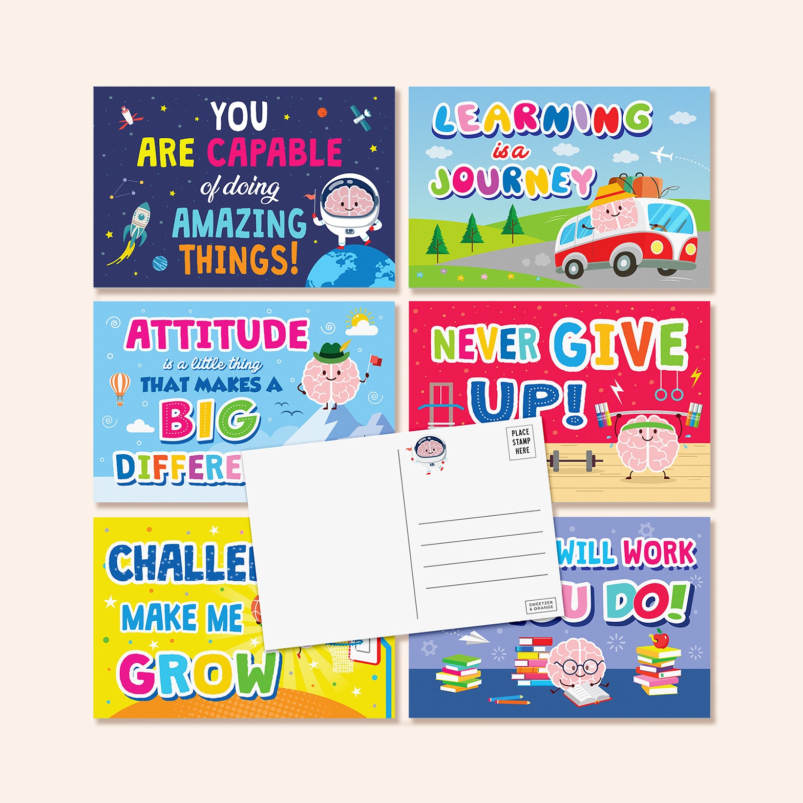 Grade School Growth Mindset Postcards | Set of 48