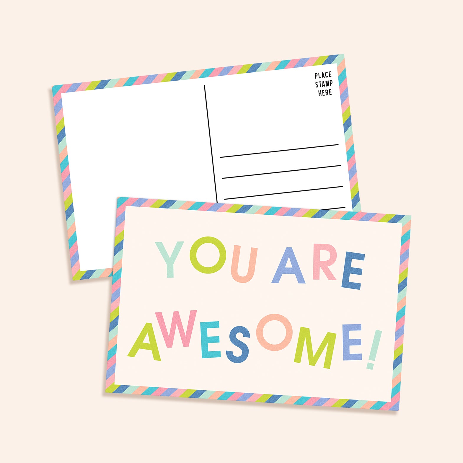 You Are Awesome Stripes Postcards | Set of 50