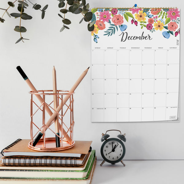 Vertical Floral Wall Calendar Sweetzer & Orange