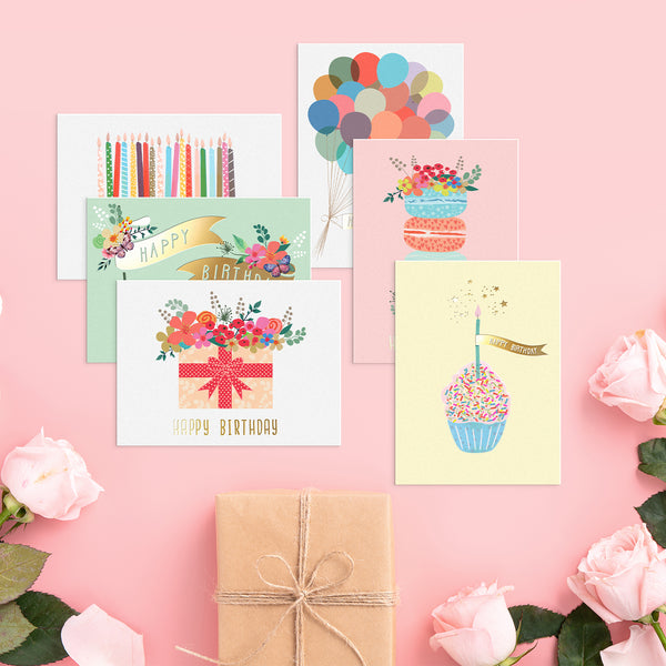 Birthday Card Pack Set Of 24 Gold Foil Bulk Birthday Cards Assortment ...