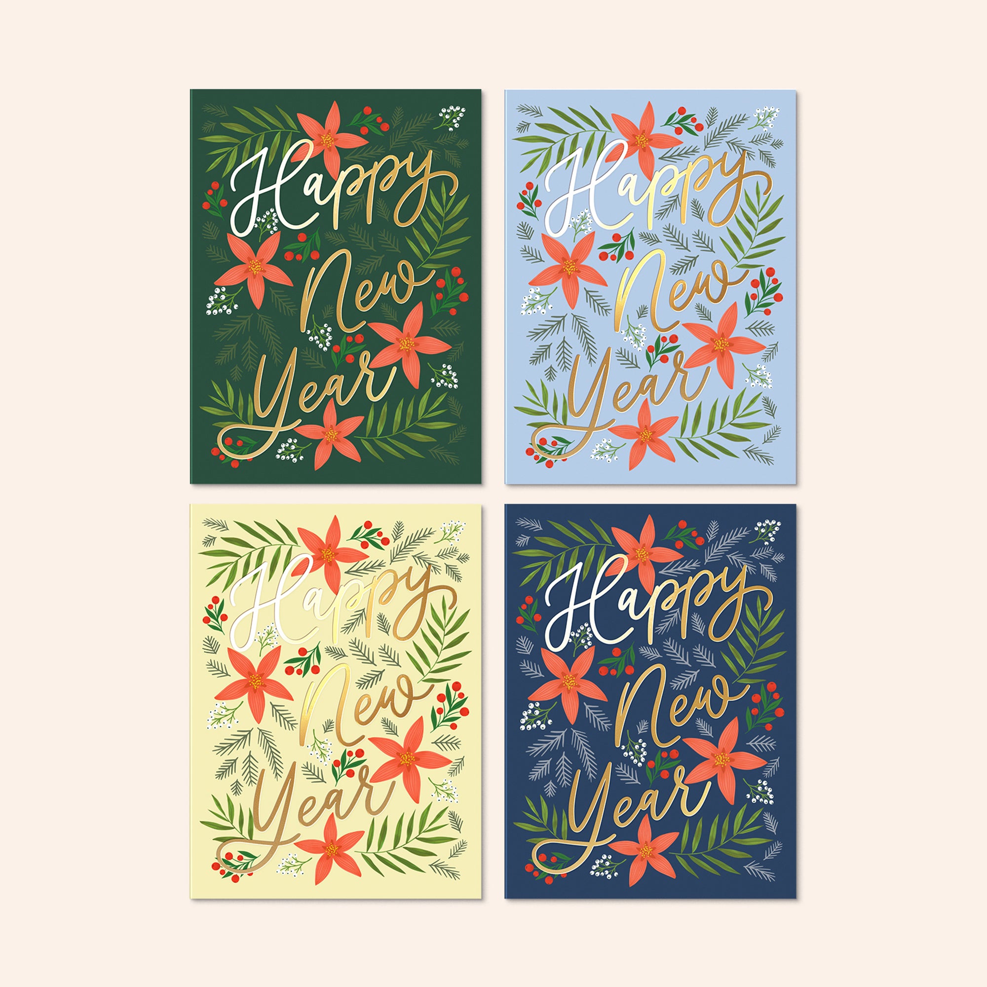 Floral New Year Cards | Set of 24