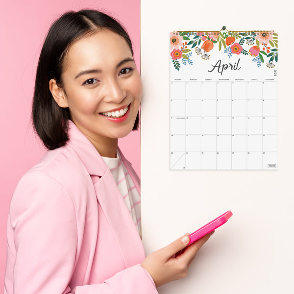 Vertical Floral Wall Calendar Sweetzer & Orange