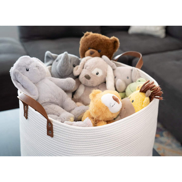 Cotton Rope Woven Storage Baskets with Strong Handles Laundry Basket
