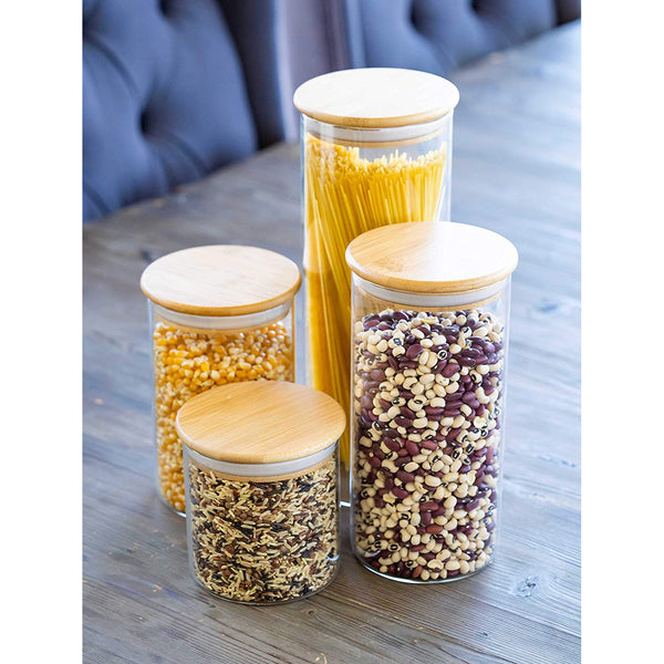 Airtight Storage Glass Jar Set with Bamboo Lid | Masthome